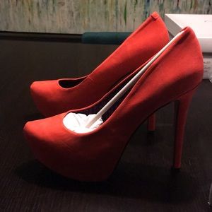 New Jessica Simpson Tomato Red Suede Pump Sz 8.5